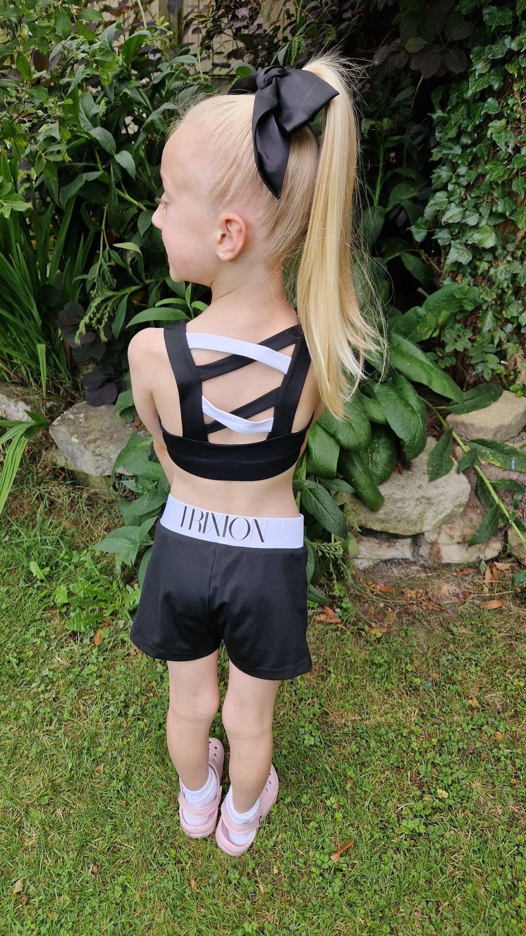 Black Trixion Cross Back Crop Set